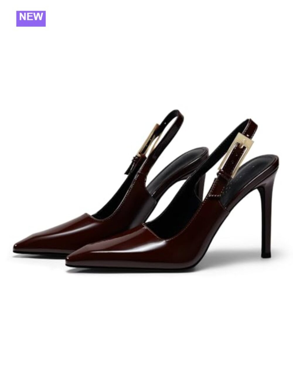 Slingback High Heels Pointed Toe Stiletto Pump Patent Leather